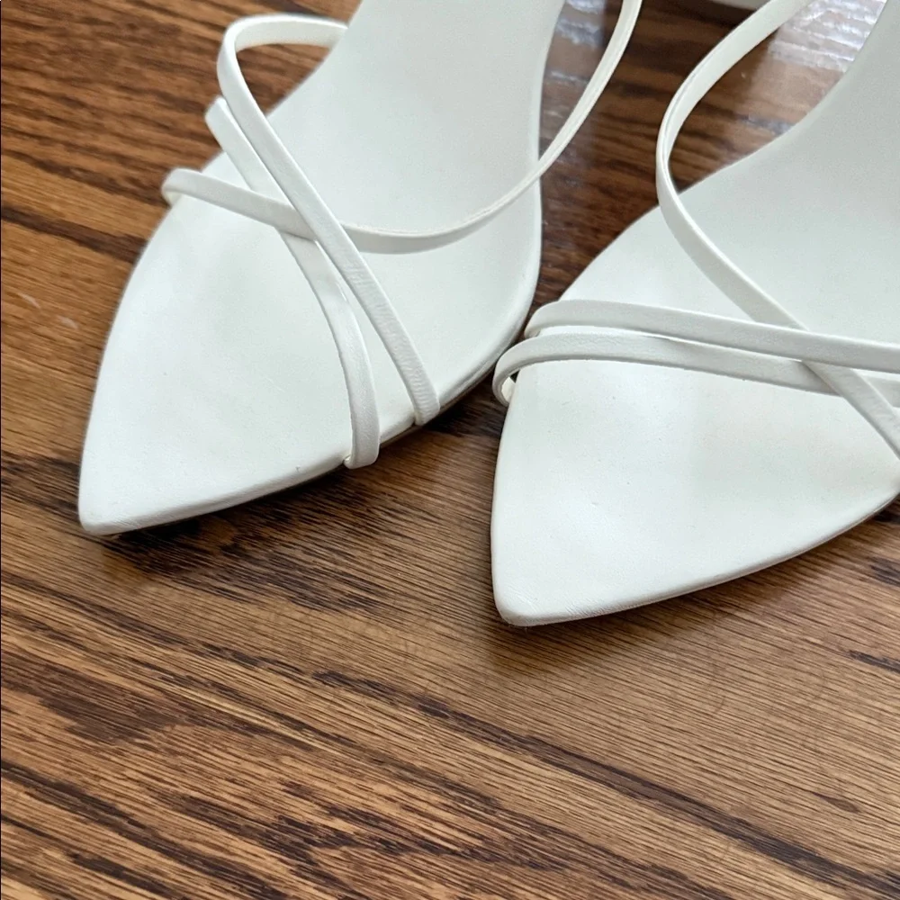 SCHUTZ White and Yellow Strappy Heels